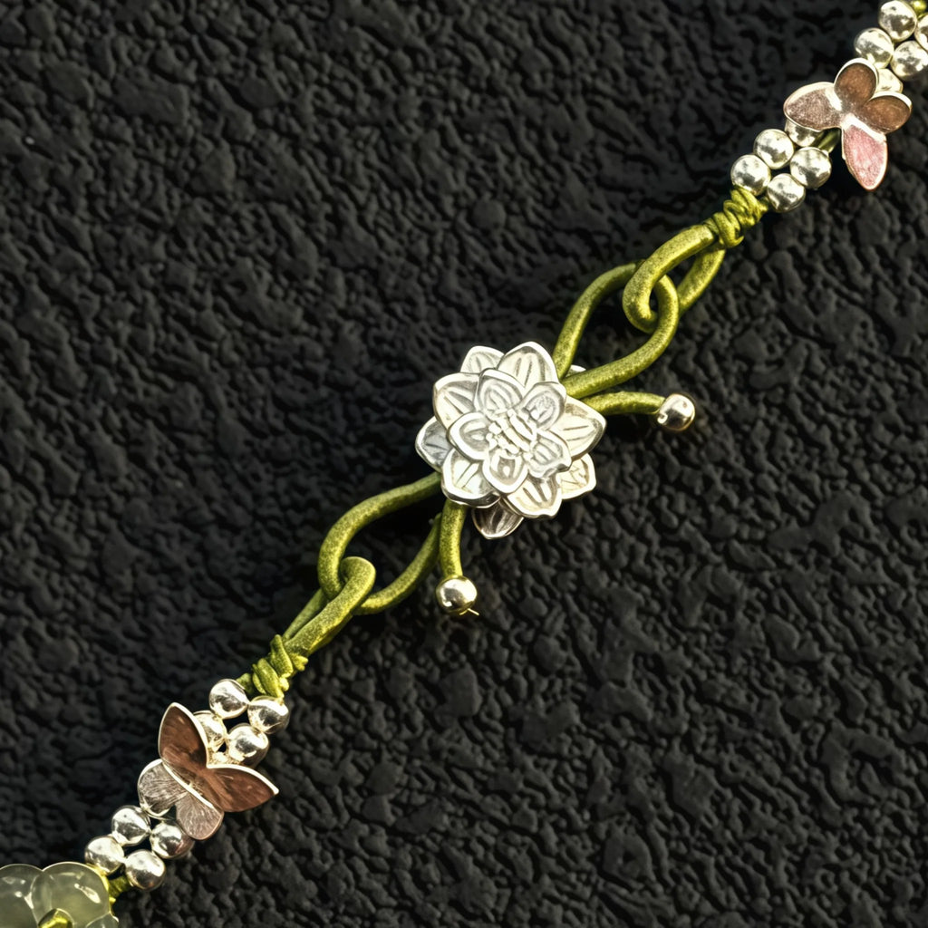 Bracelet tressé floral fait main