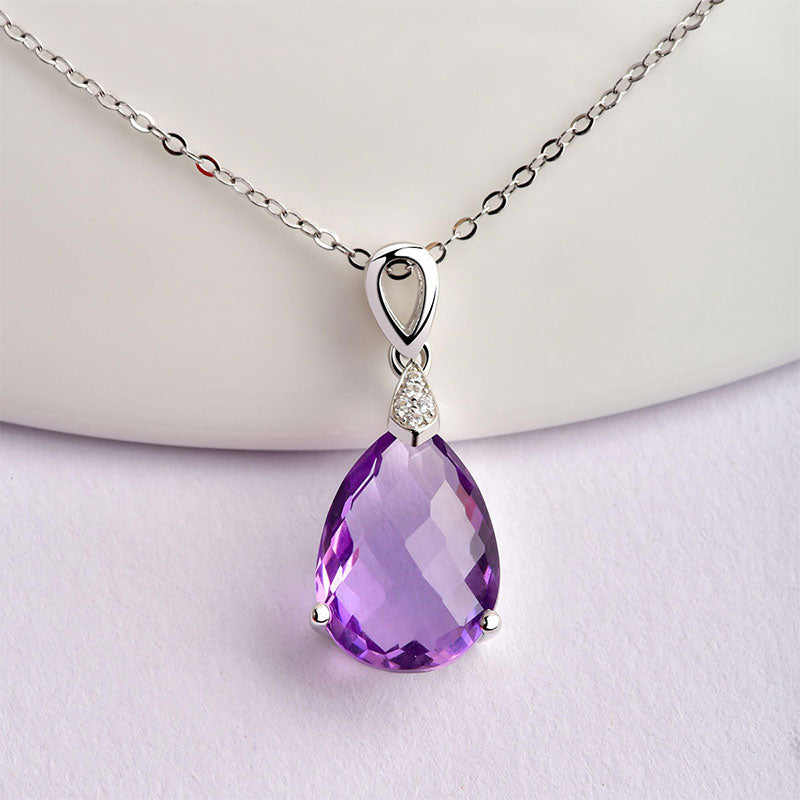 Serene Violet Drop Natural Crystal Necklace — Find Balance with Amethyst Energy