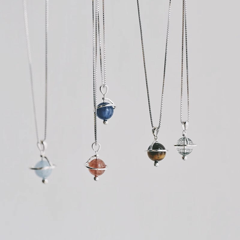 12 Types Natural Crystal Planet Necklace – Intuition & Protection