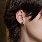 Unisex Sun Tiger Eye Stud Earrings — Unisex Niche Crystal for Fortune & Positive Energy