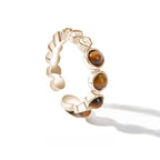Natural Tiger Eye Stone Ring With Geometric Opening Ring - The Stone of Courage for Career Success
