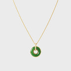 Ping An Lock Pendant Necklace, Minimalist Light Luxury Jade Sweater Chain for Women