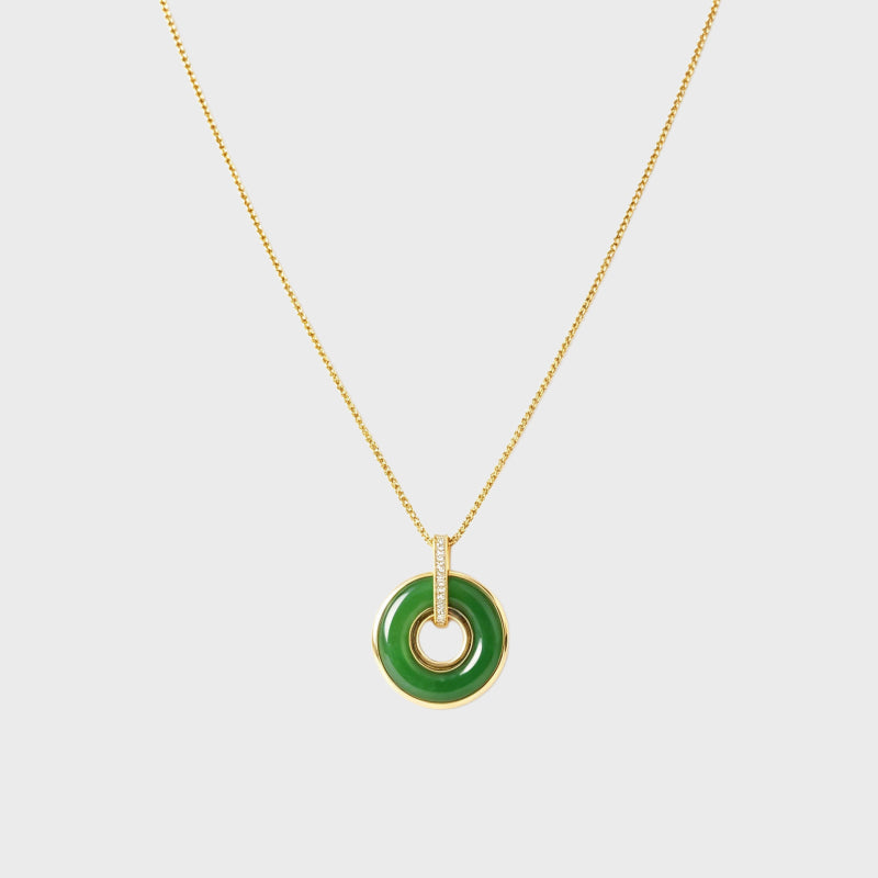 Ping An Lock Pendant Necklace, Minimalist Light Luxury Jade Sweater Chain for Women