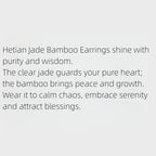Jade Bamboo Natural  Hetian Jade Earrings