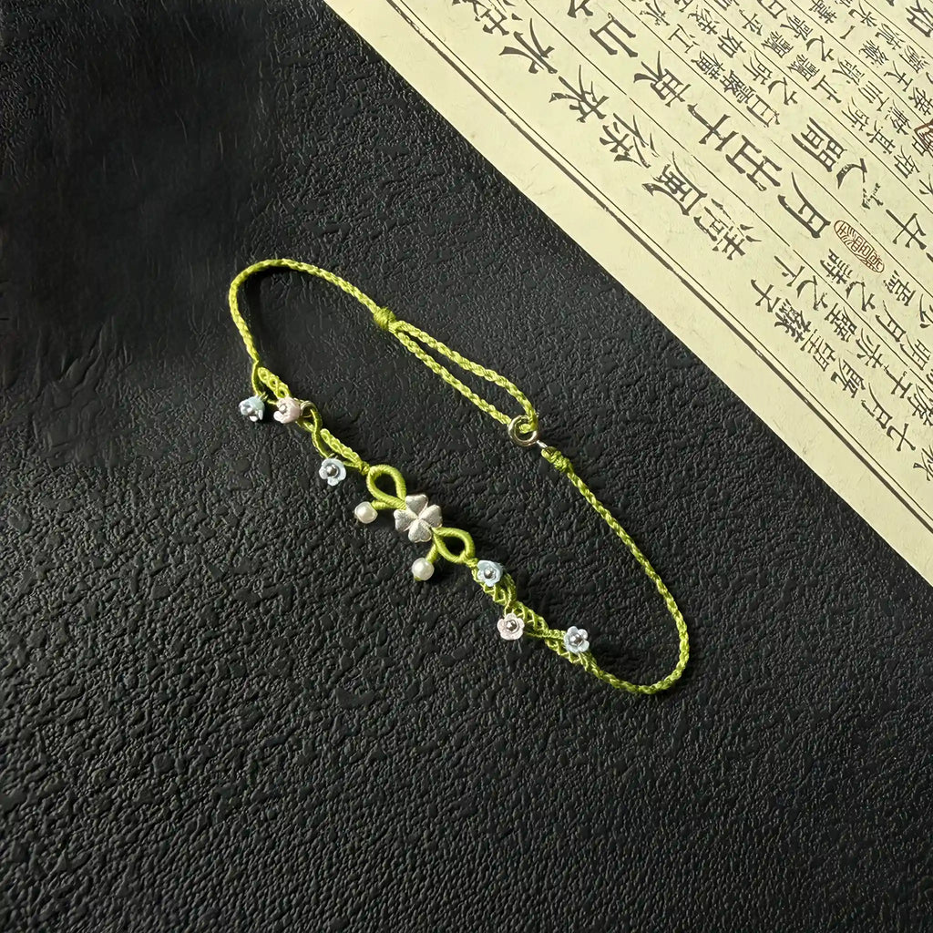 Four-leaf Clover Butterfly Braided Bracelet - Embrace Good Luck