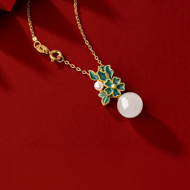 Collier Sakura en jade Hetian
