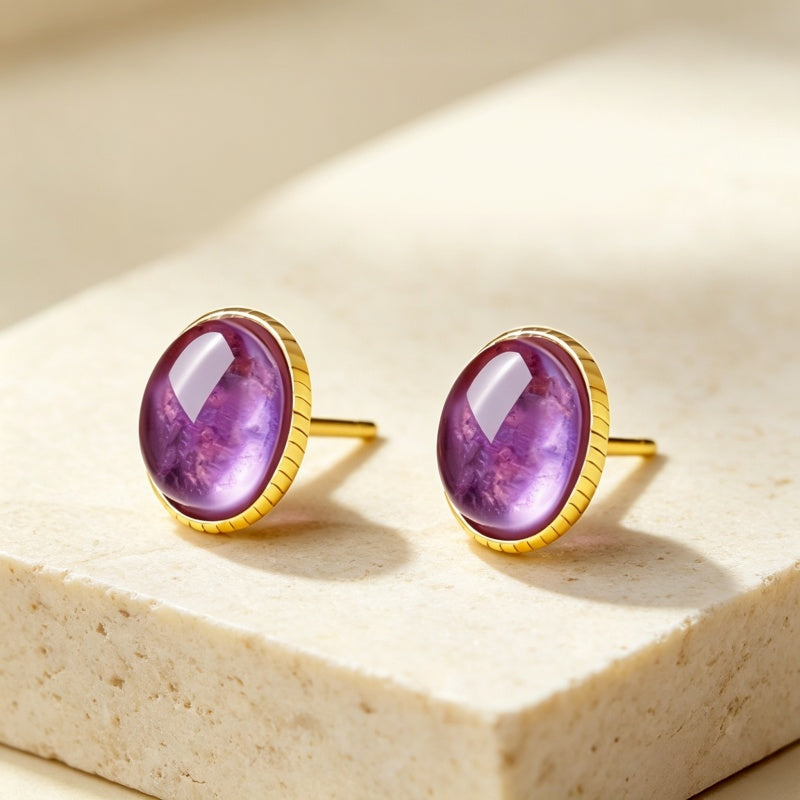Natural Amethyst Protection Earrings - Guards Restful Sleep