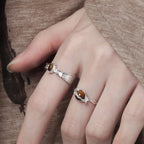 Natural Tiger Eye Stone Ring, Small Universe Saturn Open Ring