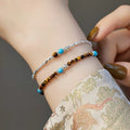 Tiger's Eye & Shimmer Silver Chips Stackable Bracelet - Courage & Protection