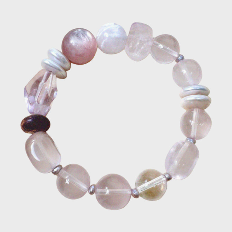 Rose Quartz & Snow Phantom & Pearl Bracelet – Attract Love, Soothe Emotions