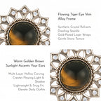 Sunflower Tiger Eye Stud Earrings — Niche Retro Crystal for Fortune & Success