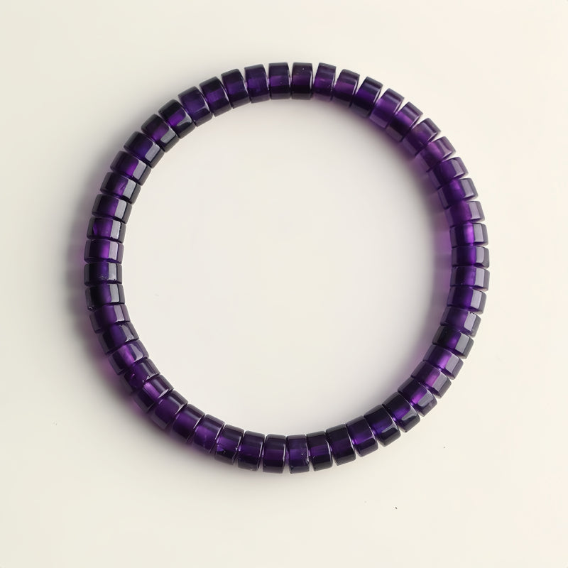 Natural Straight Cut Amethyst Tube Beads Bracelet - Purify Negativity, Sharpen Intuition and Clear Mind