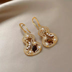 Boucles d'oreilles pendantes œil de tigre gourde creuse, bijoux d'oreille en cristal de bénédiction de richesse