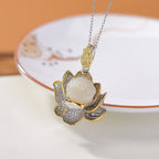 White Jade Lotus Necklace - Removes Life Obstacles