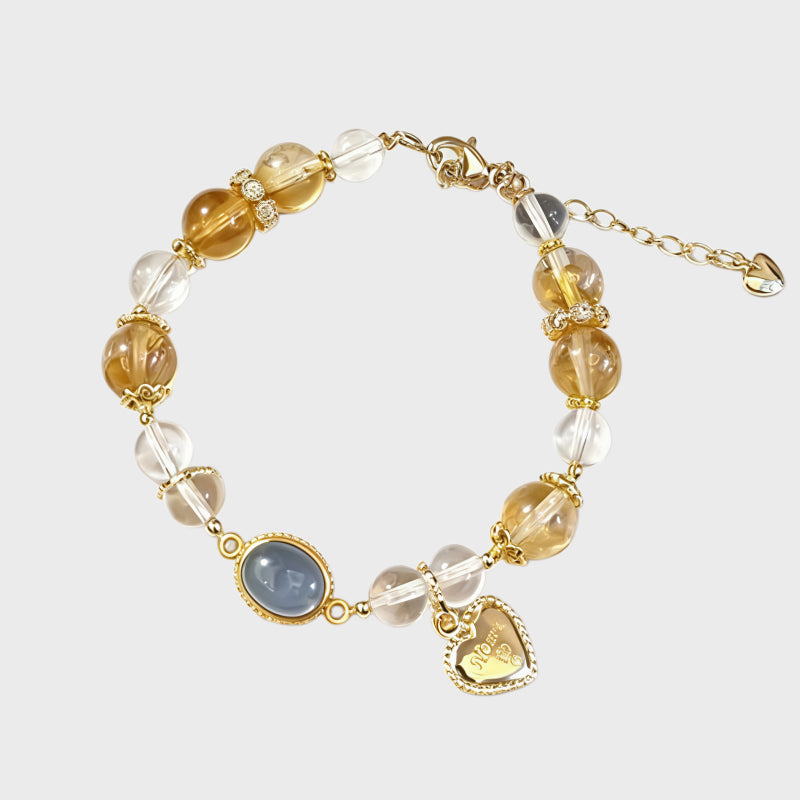 Natural Citrine/Clear Quartz/Aquamarine Bracelet – Attract Wealth & Boost Career
