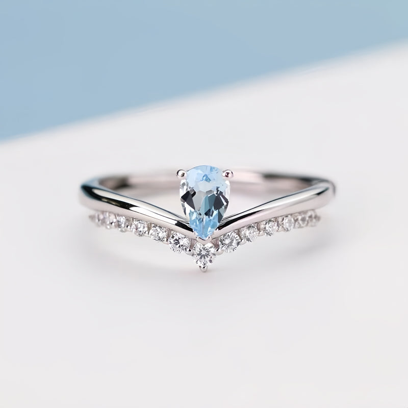 Bague Goutte d'Eau en Aigue-marine – Éloquence et Popularité Accrues