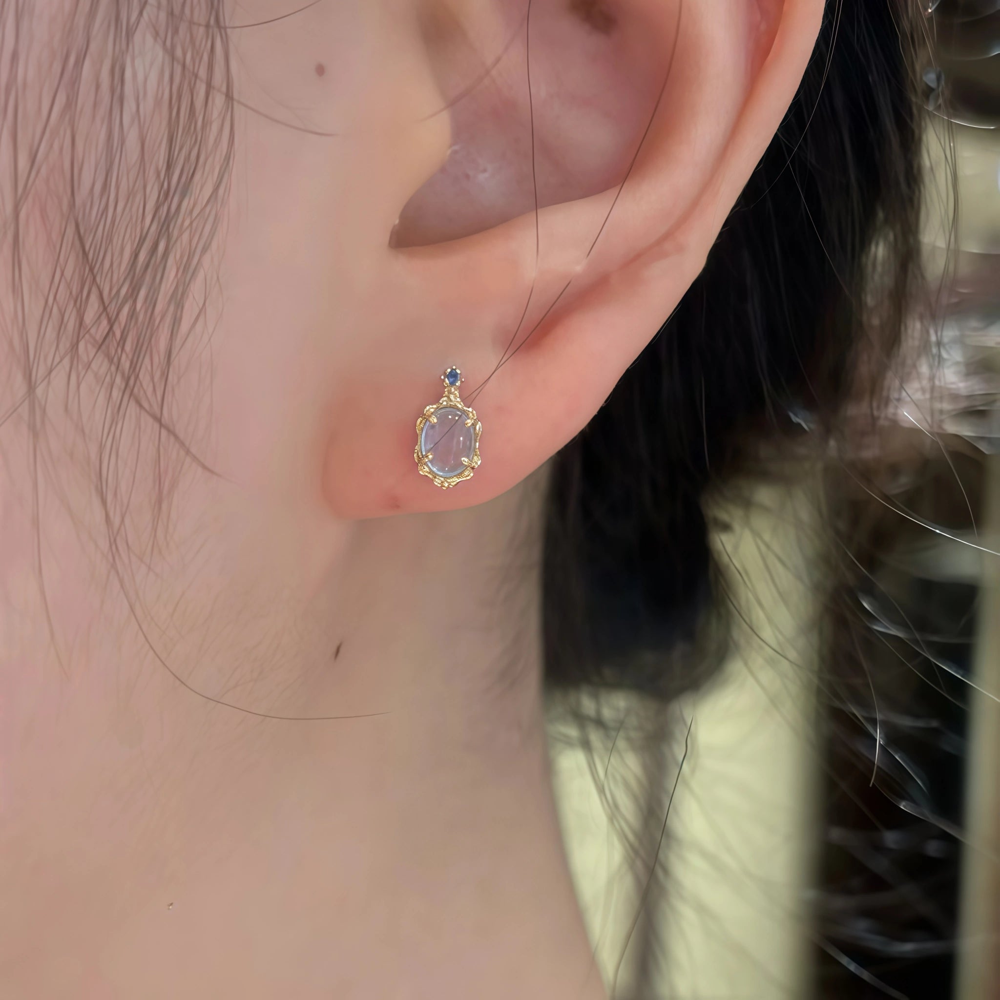 Oval Natural Aquamarine 3‑Piece Set - Courage & Peace