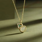 Nephrite Lotus & Gourd Necklace - Symbol of Purity and Blessings