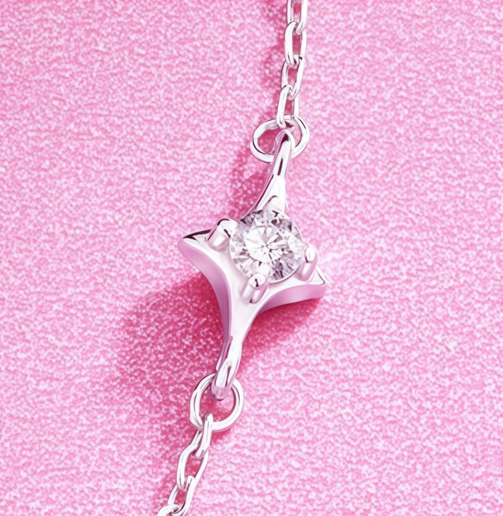 Starry Moon Full Diamond Silver Necklace - Embodying Gentle Celestial Proctection