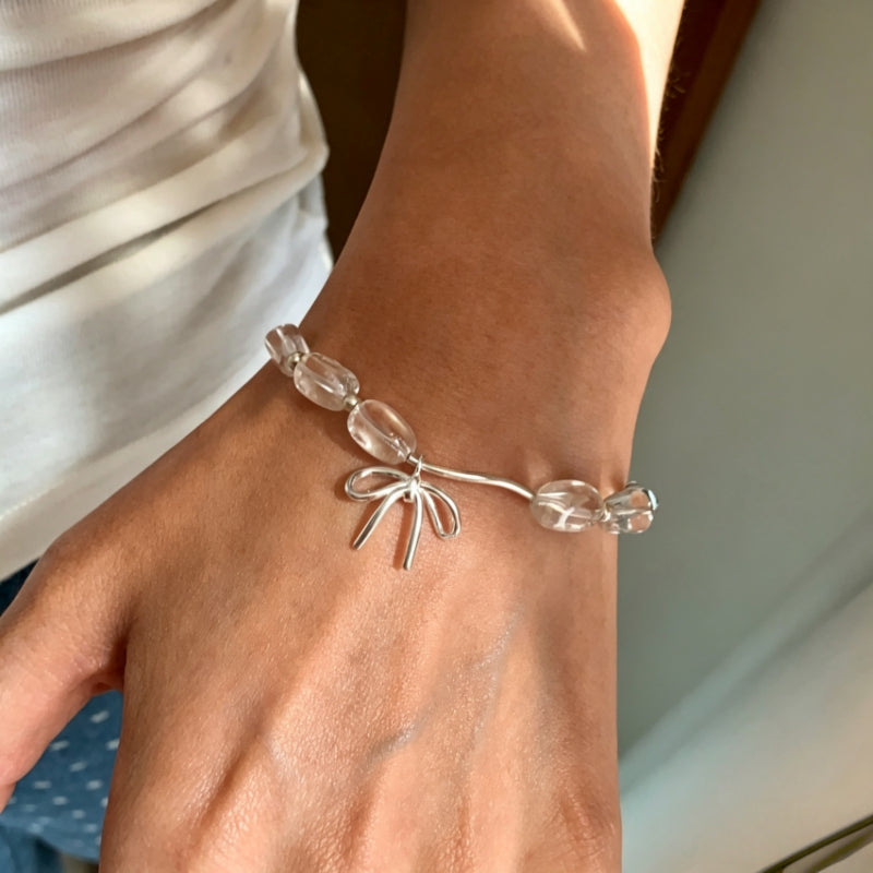 Bracelet Nœud Quartz Clair Design Raffiné et Polyvalent – Purifie l'Aura, Stimule la Sagesse