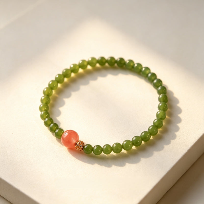 Bracelet en jade Hetian naturel Lotus Éclat Pur