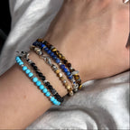 Natural Stone Round Bead Stackable Bracelet - Focus Goals & Seize Opportunities