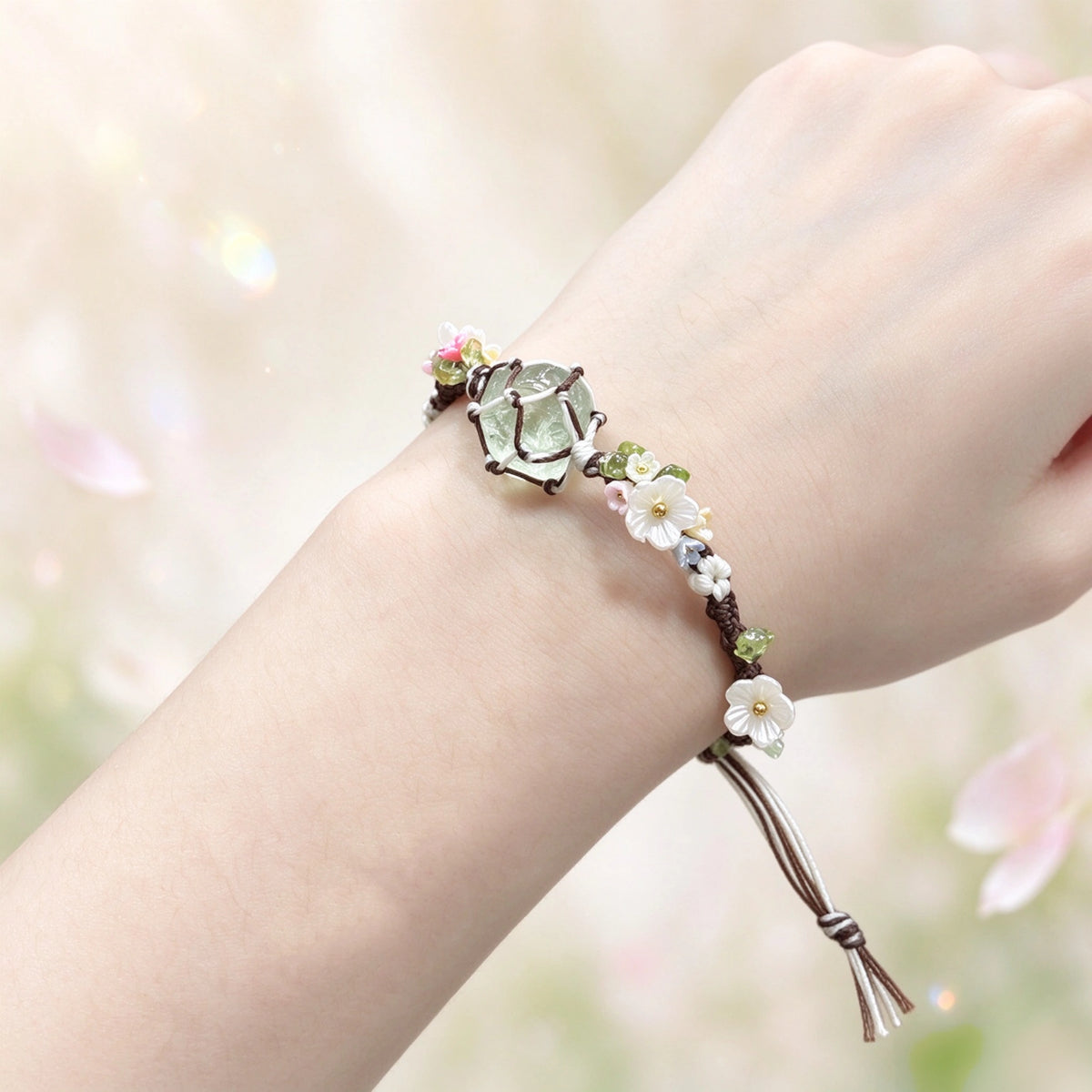 Handwoven Crystal Macrame Bracelet, 5 Styles Available, Natural Stone Energy Healing Bracelet for Women