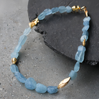 Bracelet porte-bonheur aigue-marine pierre brute océan
