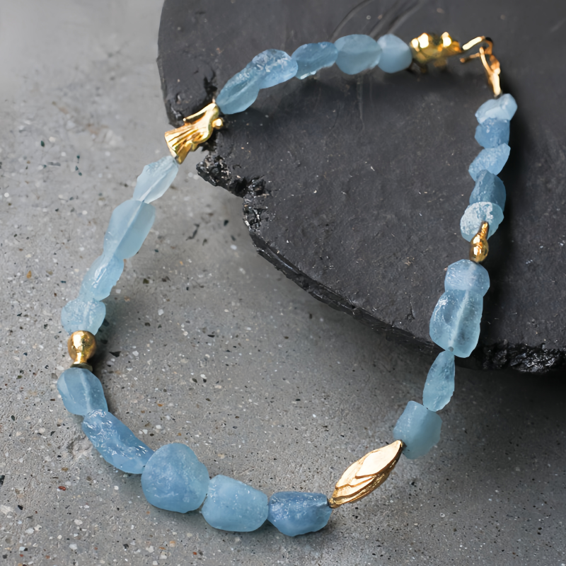 Aquamarine Luck Bracelet Ocean Raw Stone
