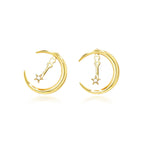 Detachable Star & Moon Necklace Earring Set - Steady Fortune and Smooth Life