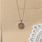 Faceted Square Rutilated Quartz & Amethyst Rose Gold Gift Box Set - Strengthen Personal Aura