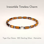 Tiger Eye Stone S925 Original Beads Bracelet, Minimalist Ins Style Unisex Tube Bead Bracelet