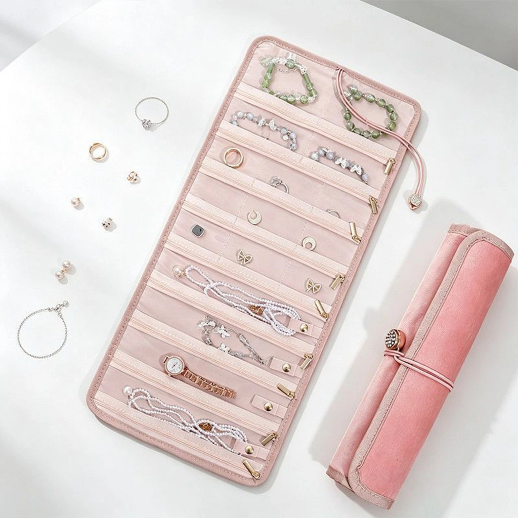 Portable Velvet Roll Jewelry Organizer