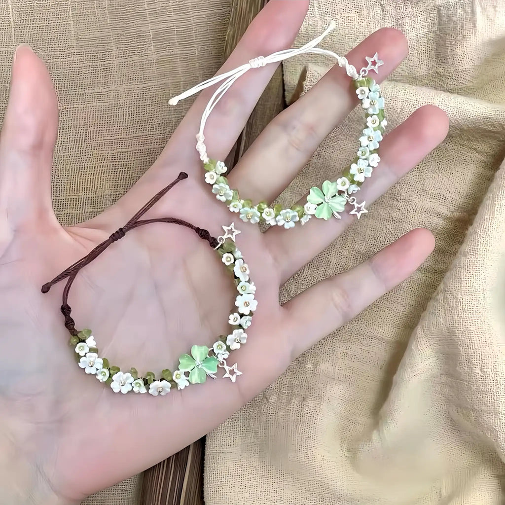Bracelet tressé floral fait main