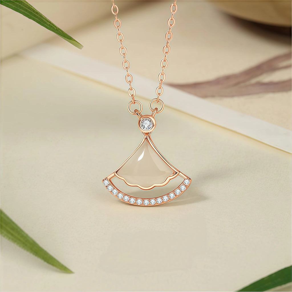 Women Luxury Fan Gemstone Necklace - Gentleness & Peace