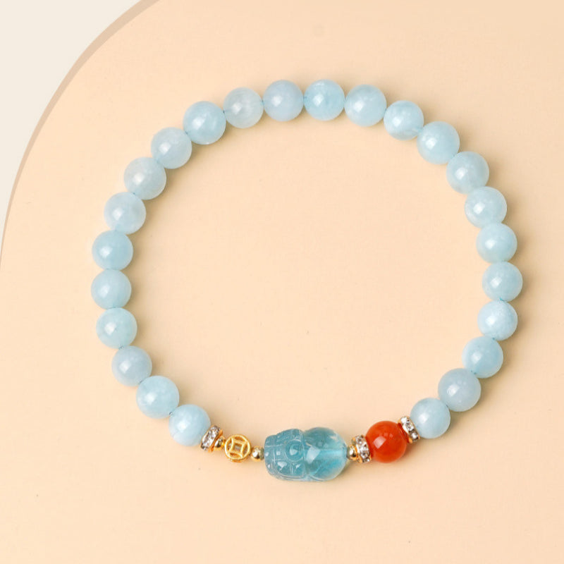 Bracelet en aigue-marine naturelle pour attirer la richesse