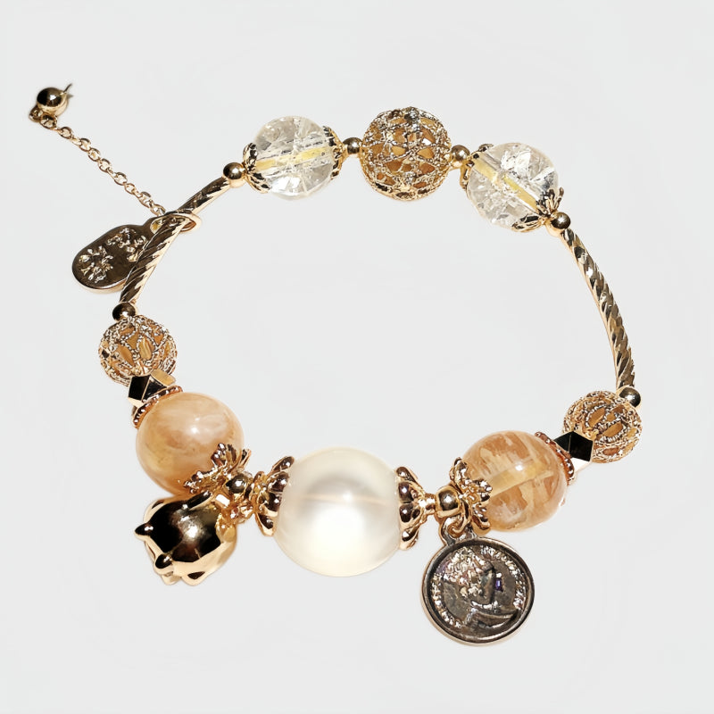 Citrine Golden Pig Charm Bracelet – Attract Wealth, Boost Career, Grow Abundance