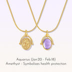 Zodiac Birthstone Necklace, Minimalist Clavicle Chain, Unique Birthday Gift for Girlfriend