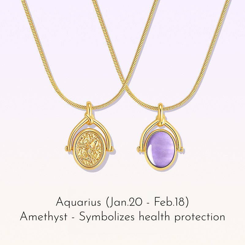 Zodiac Birthstone Necklace, Minimalist Clavicle Chain, Unique Birthday Gift for Girlfriend
