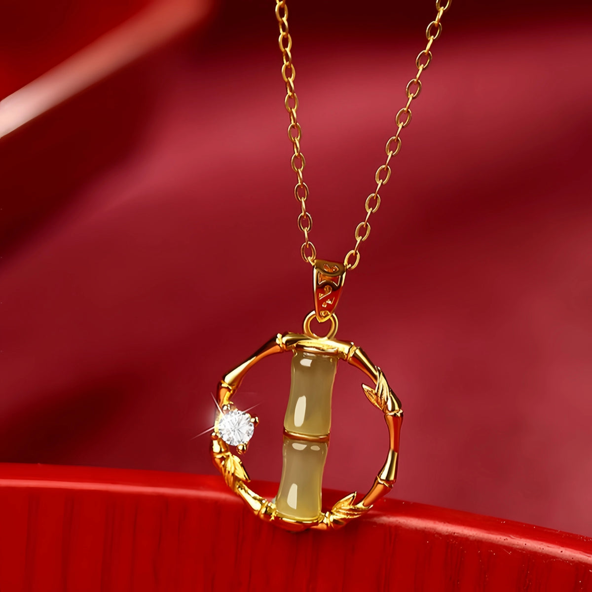 Nephrite Bamboo Charm Necklace - Symbol of Progress and Integrity