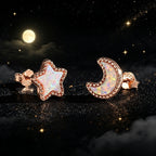 Moon Star Opal Rose Gold Earrings - Positive Energy Chase Negativity