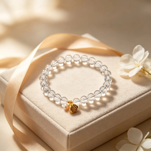 Bracelet Lotus en Cristal Clair – Protection Spirituelle et Mala Attire-Argent
