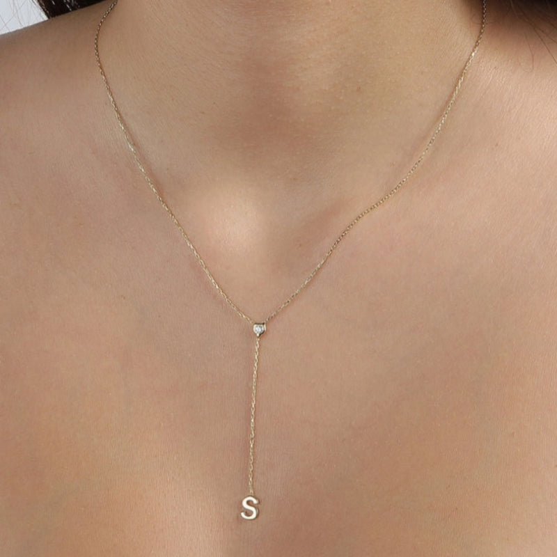 Y-Neck Custom Initial Necklace Adjustable Versatile Personalized Choker