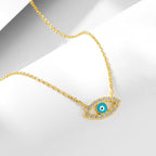 Devil's Eye Necklace, Pure Silver Zircon Vintage Collarbone Chain