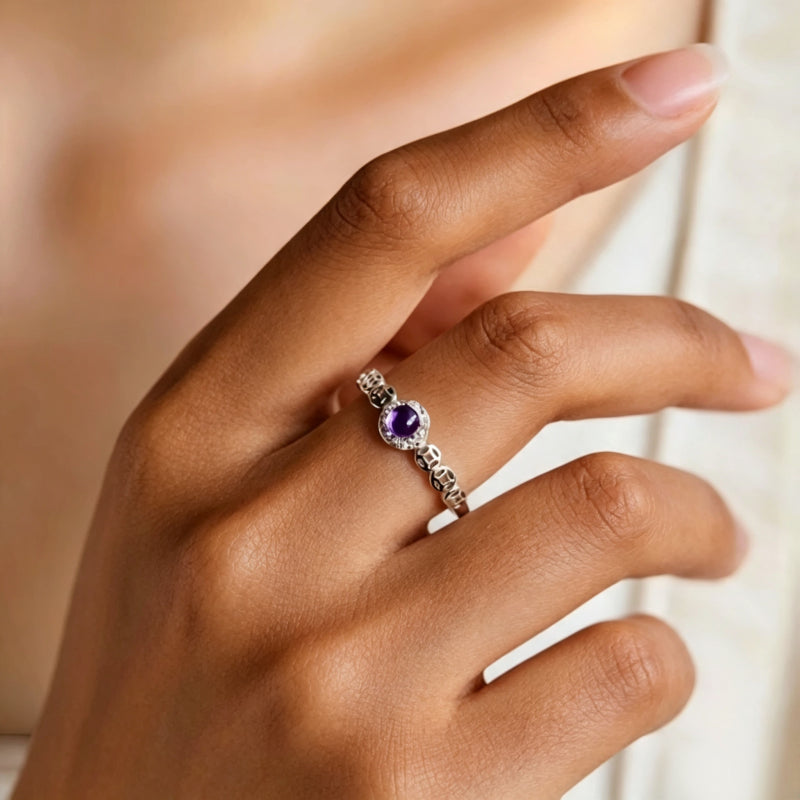 Bague porte-bonheur pièce de monnaie mystère améthyste naturelle