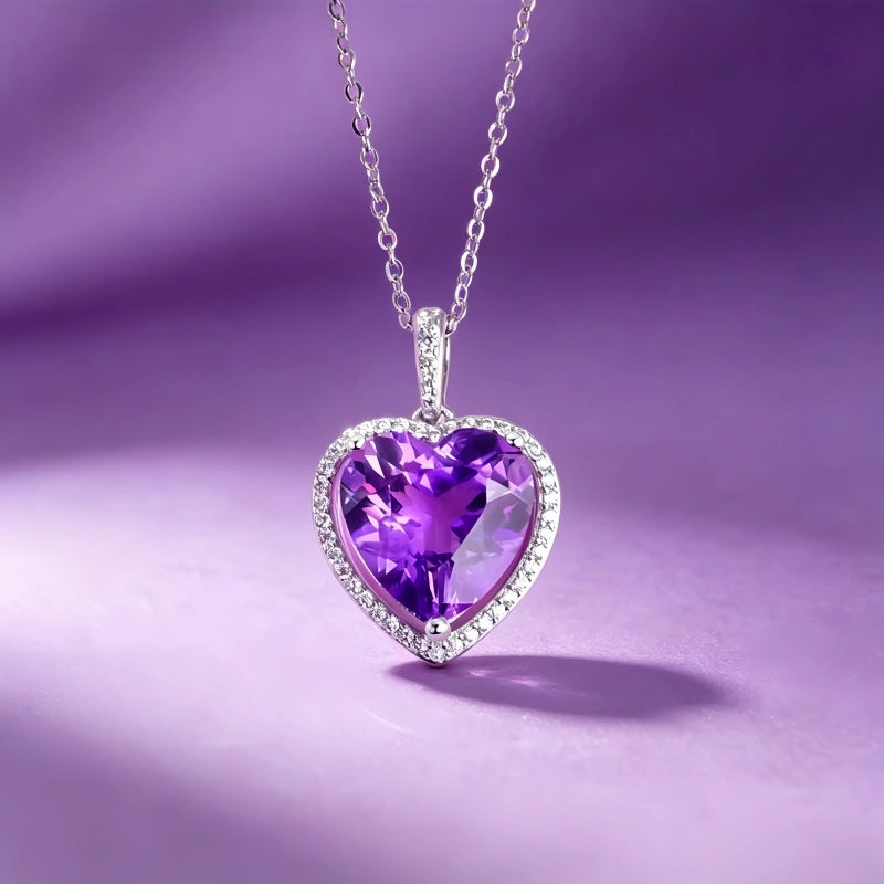 Echo of the Purple Heart Natural Crystal Necklace