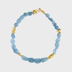 Bracelet porte-bonheur aigue-marine pierre brute océan