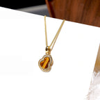 Golden Tiger Eye Gourd Necklace — Niche Luxury Crystal Charm for Wealth & Blessing