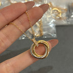 Gold-Tone Intertwined Circle Pendant Necklace | Elegant Birthday Jewelry