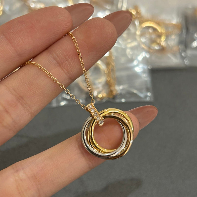 Gold-Tone Intertwined Circle Pendant Necklace | Elegant Birthday Jewelry